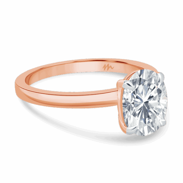 Holly Oval 9X7 Angled Rose Gold Moissanite Fancy Cut Popular Solitaire Ring