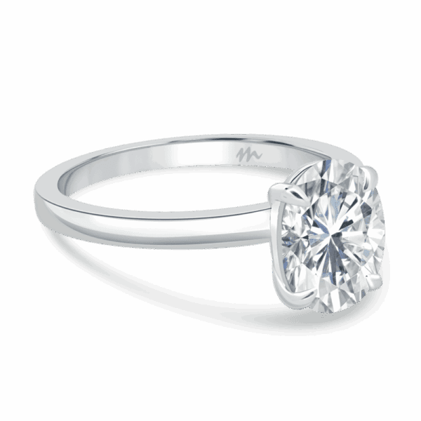 Holly Oval 9X7 Angled White Gold Moissanite Fancy Cut Popular Solitaire Ring