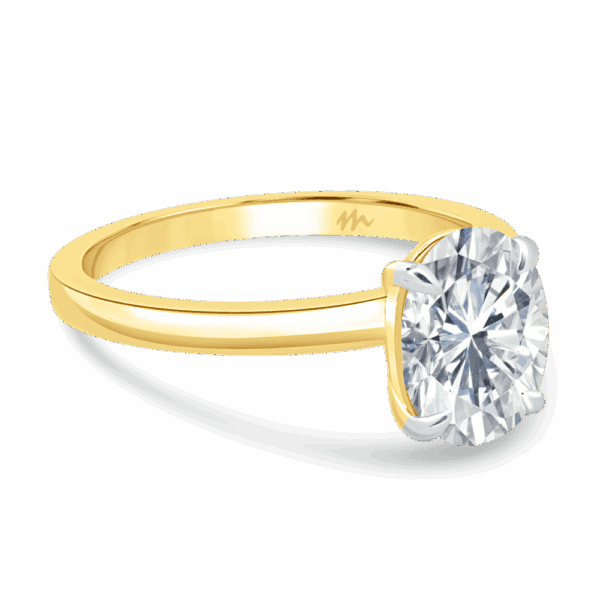 Holly Oval 9X7 Angled Yellow Gold Moissanite Fancy Cut Popular Solitaire Ring