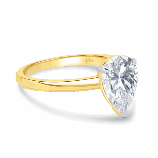 Holly Pear 10X7 Angled Yellow Gold Moissanite Fancy Cut Popular Solitaire Ring