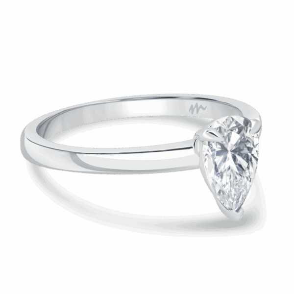 Holly Pear 8X5 Angled White Gold Moissanite Fancy Cut Popular Solitaire Ring