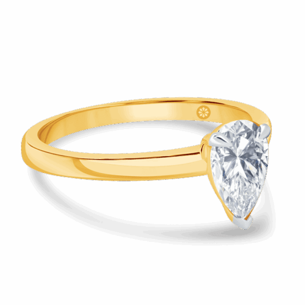 Holly Pear 8X5 Angled Yellow Gold Lab Grown Diamond Fancy Cut Popular Solitaire Ring