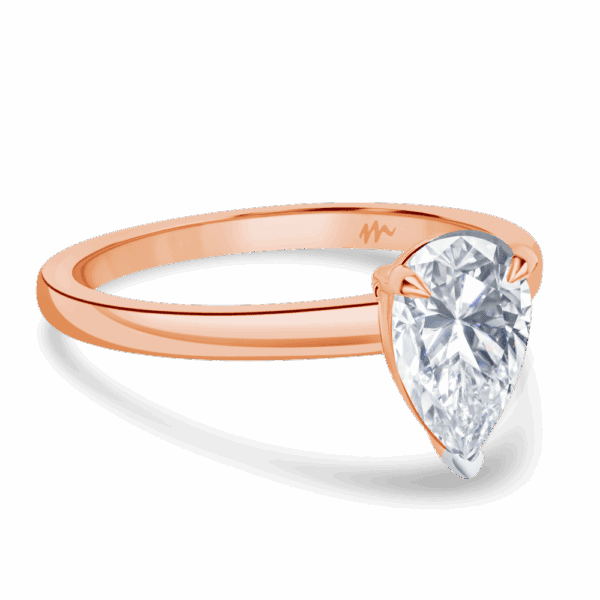 Holly Pear 9X6 Angled Rose Gold Moissanite Fancy Cut Popular Solitaire Ring