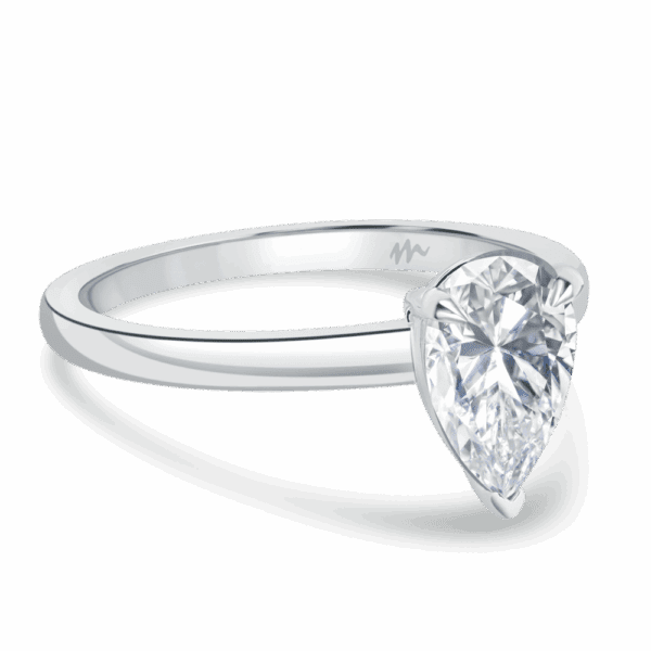 Holly Pear 9X6 Angled White Gold Moissanite Fancy Cut Popular Solitaire Ring