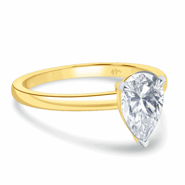 Holly Pear 9X6 Angled Yellow Gold Moissanite Fancy Cut Popular Solitaire Ring