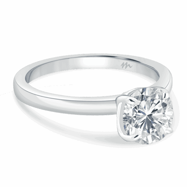 Holly Round 6 5 Angled White Gold Moissanite Brilliant Cut Popular Solitaire Ring