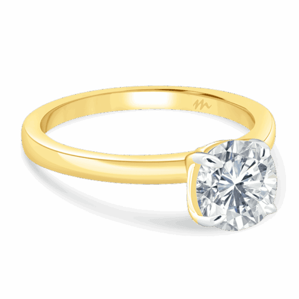 Holly Round 6 5 Angled Yellow Gold Moissanite Brilliant Cut Popular Solitaire Ring