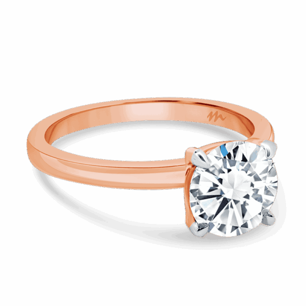 Holly Round 7 5 Angled Rose Gold Moissanite Brilliant Cut Popular Solitaire Ring