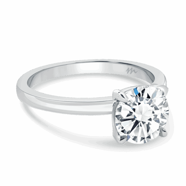 Holly Round 7 5 Angled White Gold Moissanite Brilliant Cut Popular Solitaire Ring