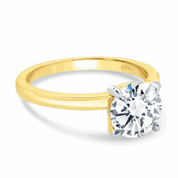 Holly Round 7 5 Angled Yellow Gold Moissanite Brilliant Cut Popular Solitaire Ring