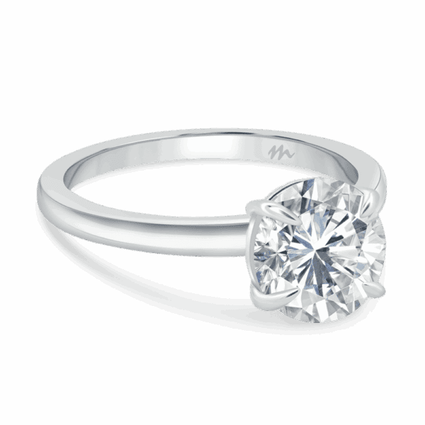 Holly Round 8 5 Angled White Gold Moissanite Brilliant Cut Popular Solitaire Ring