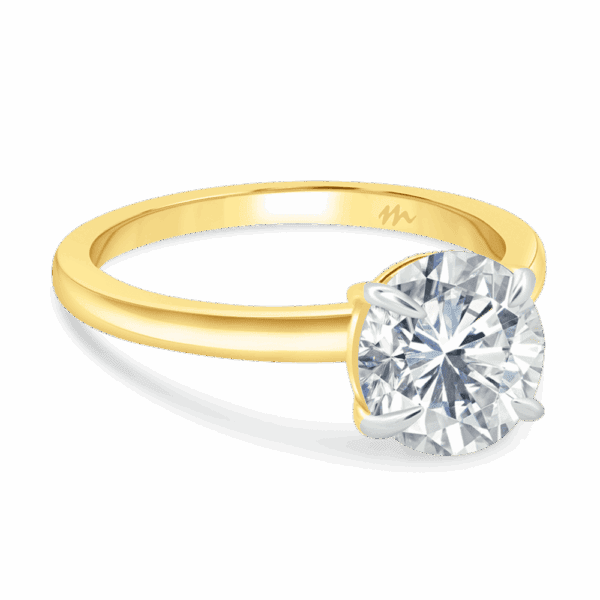 Holly Round 8 5 Angled Yellow Gold Moissanite Brilliant Cut Popular Solitaire Ring