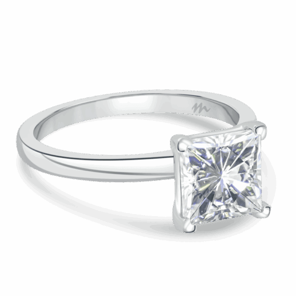 Holly Square 7 0 Angled White Gold Moissanite Fancy Cut Popular Solitaire Ring