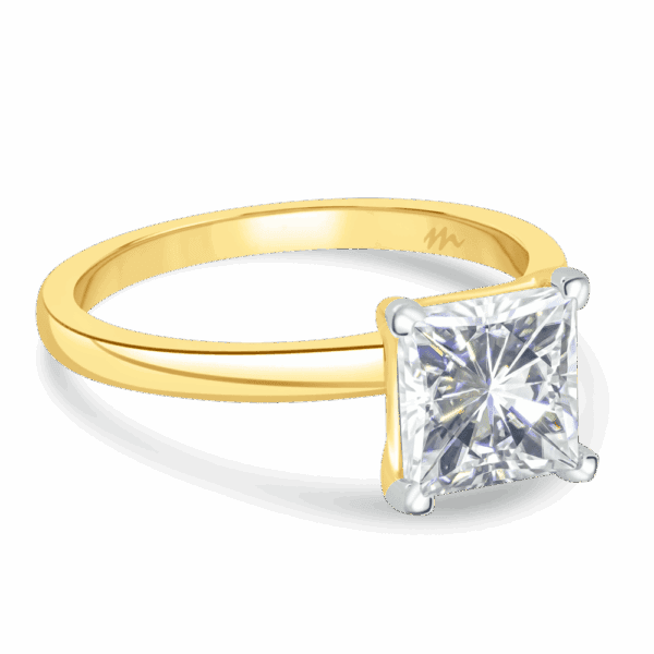 Holly Square 7 0 Angled Yellow Gold Moissanite Fancy Cut Popular Solitaire Ring