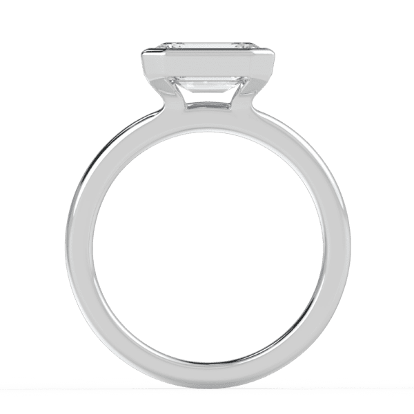 Iliana 8X6 Side White Gold Moissanite East West Emerald Semi Rounded Solitaire Ring