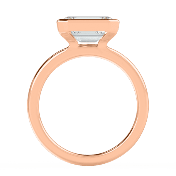 Iliana 9X7 Side Rose Gold Diamond East West Emerald Semi Rounded Solitaire Ring