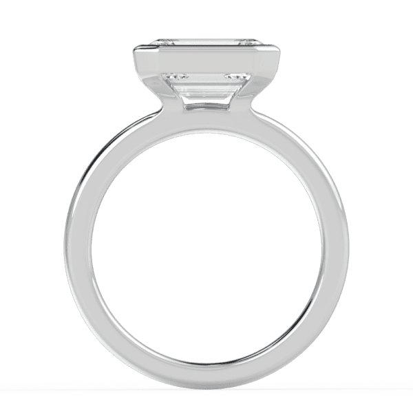 Iliana 9X7 Side White Gold Diamond East West Emerald Semi Rounded Solitaire Ring