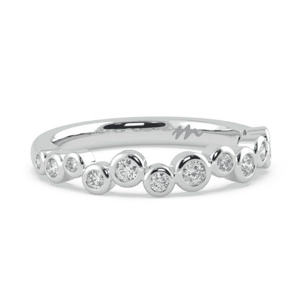 Jodie Angled White Gold Moissanite Asymmetrical Round Bezel Set Ring
