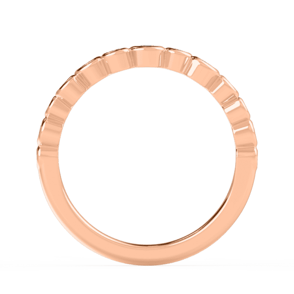Jodie Side Rose Gold Diamond Asymmetrical Round Bezel Set Ring