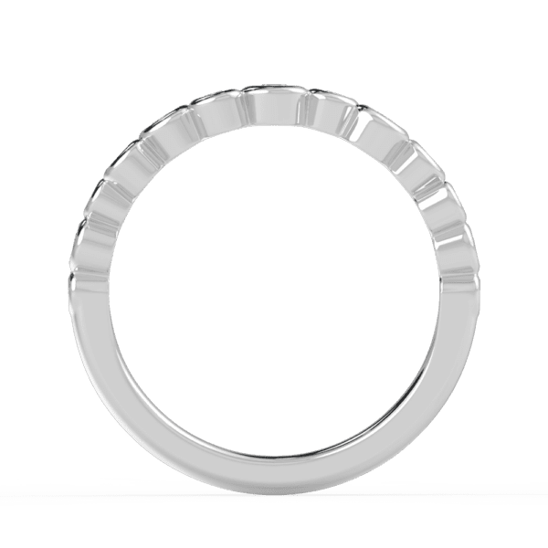 Jodie Side White Gold Diamond Asymmetrical Round Bezel Set Ring