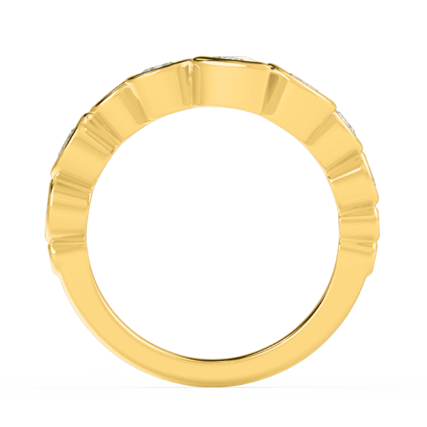 Kerry Side Yellow Gold Diamond Asymmetrical Pear Round Bezel Tiara Wedding Ring