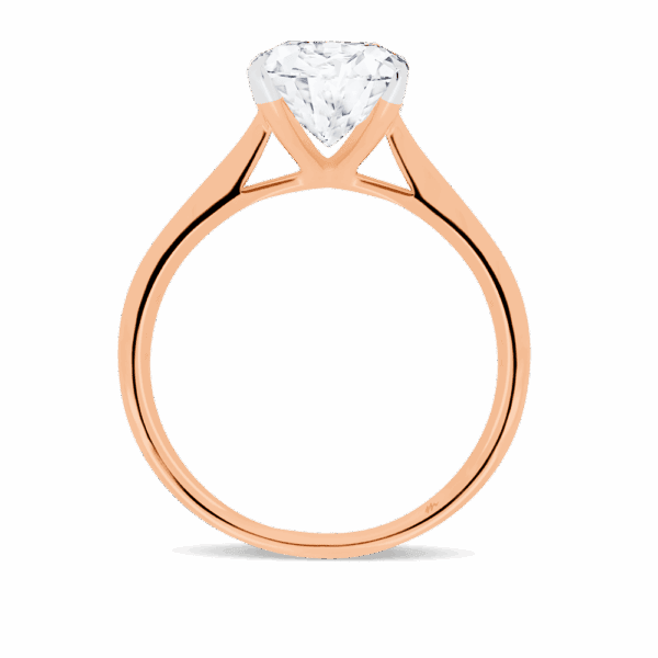 Lanefield Round 7 5 Side Rose Gold Moissanite 4 Prong Solitaire Open Gallery Cathedral Band Ring