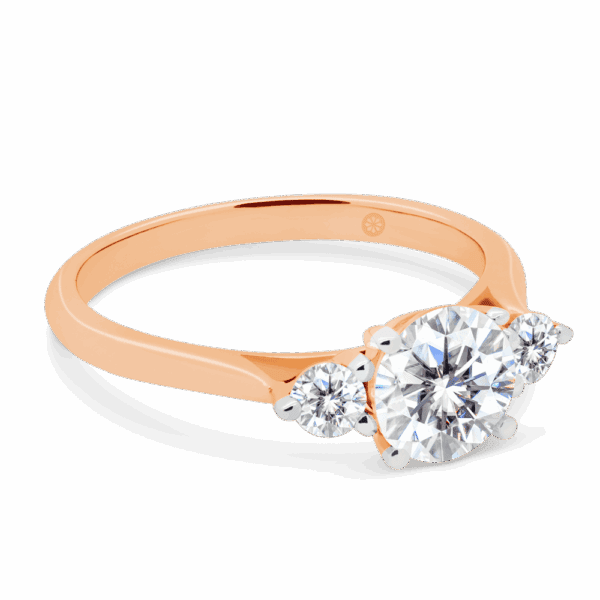 Lawnton 6 5 Angled Rose Gold Lab Grown Diamond 4 Prong Trilogy Tapered Knife Edge Band Ring