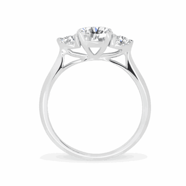 Lawnton 6 5 Side White Gold Diamond 4 Prong Trilogy Tapered Knife Edge Band Ring