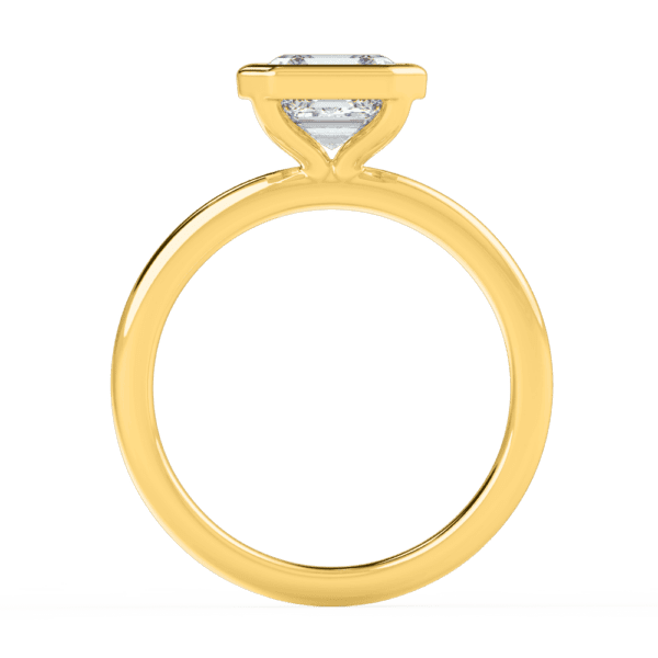 Lottie Asscher Side Yellow Gold Diamond Bezel Rounded Solitaire Ring