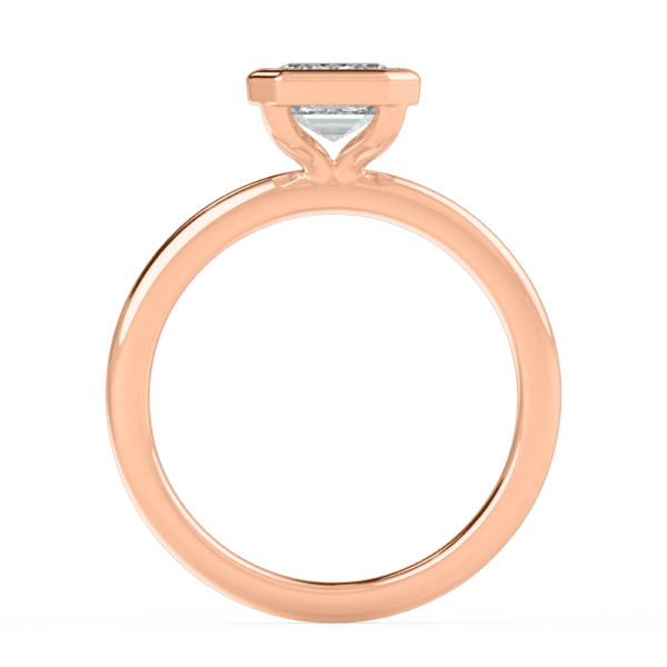 Lottie Emerald 8X6 Side Rose Gold Diamond Bezel Rounded Solitaire Ring