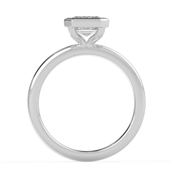 Lottie Emerald 8X6 Side White Gold Diamond Bezel Rounded Solitaire Ring