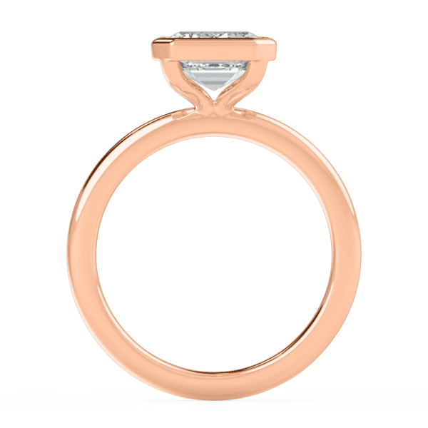 Lottie Emerald 9X7 Side Rose Gold Diamond Bezel Rounded Solitaire Ring