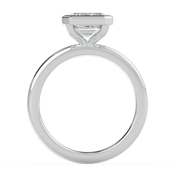 Lottie Emerald 9X7 Side White Gold Diamond Bezel Rounded Solitaire Ring