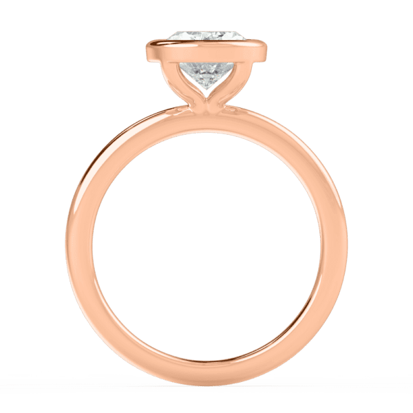 Lottie Oval 9X7 Side Rose Gold Diamond Bezel Rounded Solitaire Ring