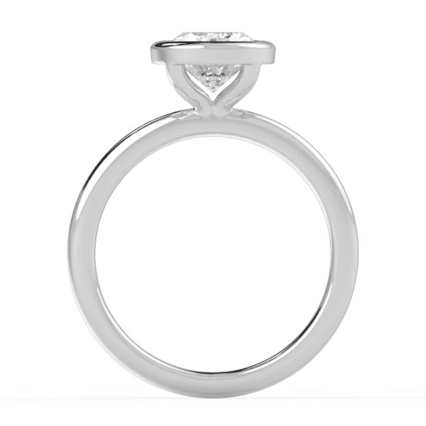 Lottie Oval 9X7 Side White Gold Diamond Bezel Rounded Solitaire Ring