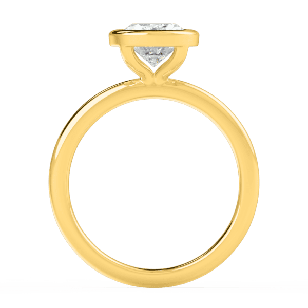 Lottie Oval 9X7 Side Yellow Gold Diamond Bezel Rounded Solitaire Ring