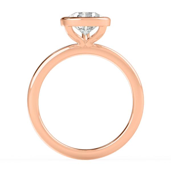 Lottie Pear 10X7 Side Rose Gold Diamond Bezel Rounded Solitaire Ring
