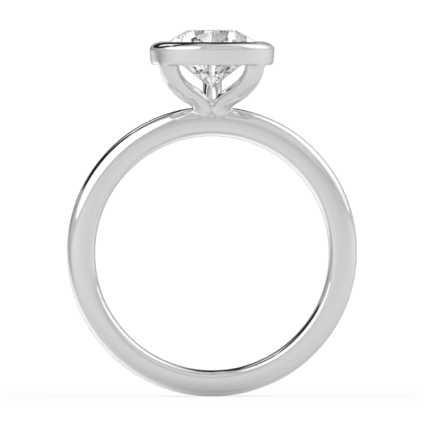Lottie Pear 10X7 Side White Gold Diamond Bezel Rounded Solitaire Ring