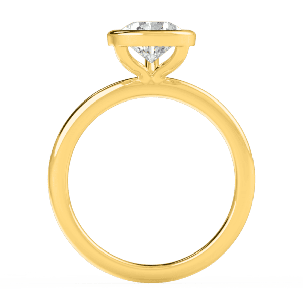Lottie Pear 10X7 Side Yellow Gold Diamond Bezel Rounded Solitaire Ring