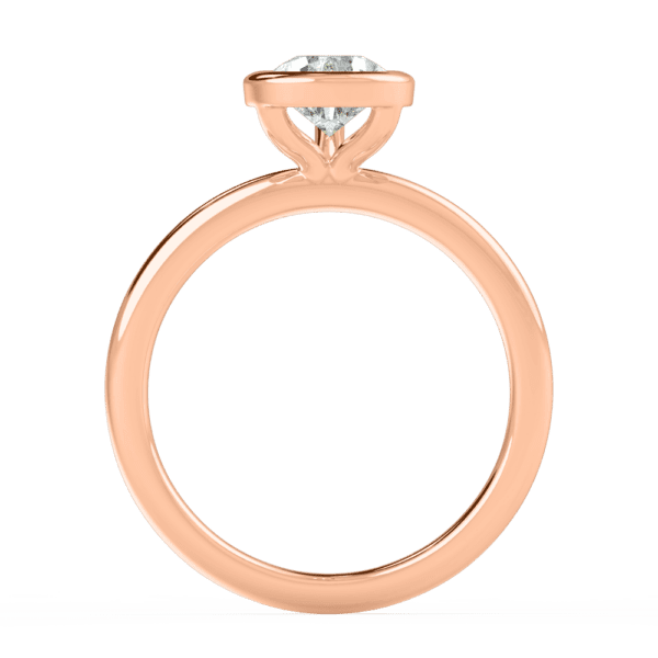 Lottie Pear 9X6 Side Rose Gold Diamond Bezel Rounded Solitaire Ring