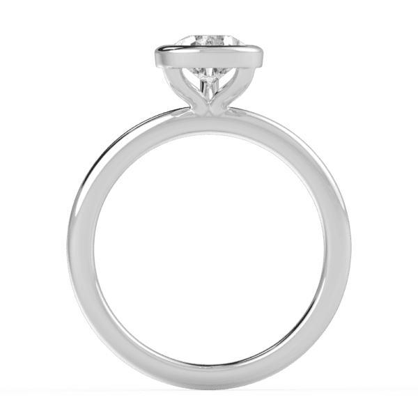 Lottie Pear 9X6 Side White Gold Diamond Bezel Rounded Solitaire Ring
