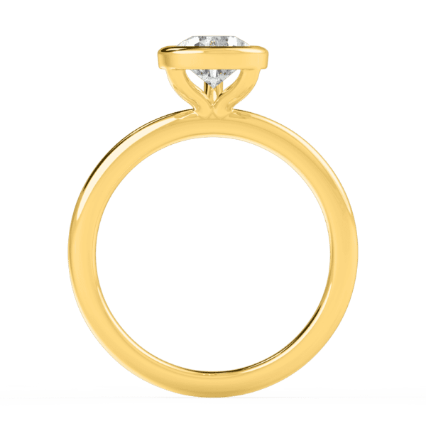 Lottie Pear 9X6 Side Yellow Gold Diamond Bezel Rounded Solitaire Ring