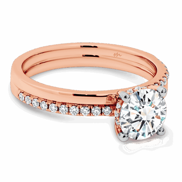 Maeve 6 5 Angle Rose Gold Moissanite 4 Prong Alternating Accented Double Band Ring