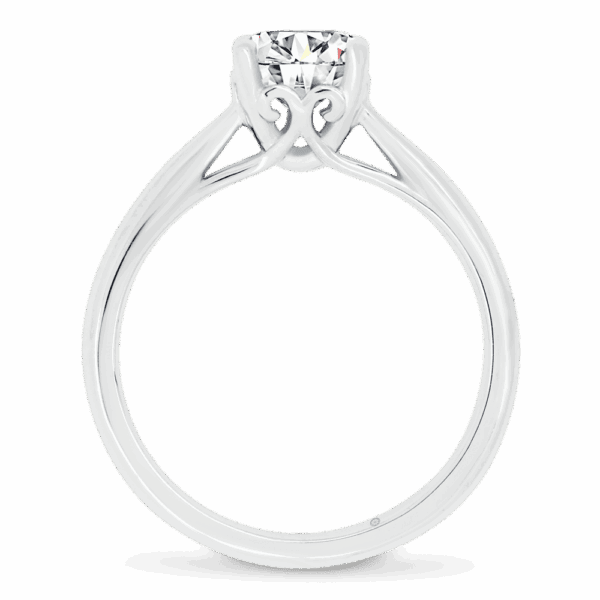 Maroubra 6 5 Side White Gold Lab Grown Diamond Classic Cathedral Setting And Swirl Gallery Solitaire Ring