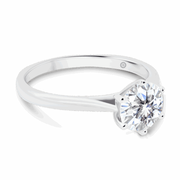Milton 6 5 Angled White Gold Lab Grown Diamond 6 Prong Crossover Crown Setting Fine Tapered Band Ring