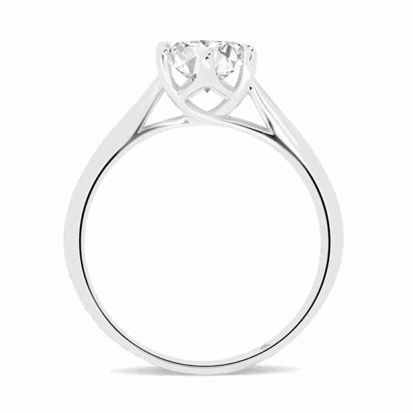 Milton 6 5 Side White Gold Moissanite 6 Prong Crossover Crown Setting Fine Tapered Band Ring
