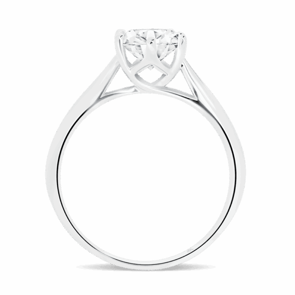Milton 7 5 Side White Gold Moissanite 6 Prong Crossover Crown Setting Fine Tapered Band Ring