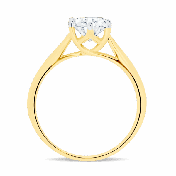 Milton 7 5 Side Yellow Gold Moissanite 6 Prong Crossover Crown Setting Fine Tapered Band Ring
