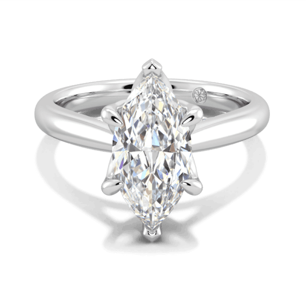 Monet Marquise 13X6 5 Front White Gold Lab Grown Diamond 6 Prong Petal Basket Accented Bridge Engagement Ring