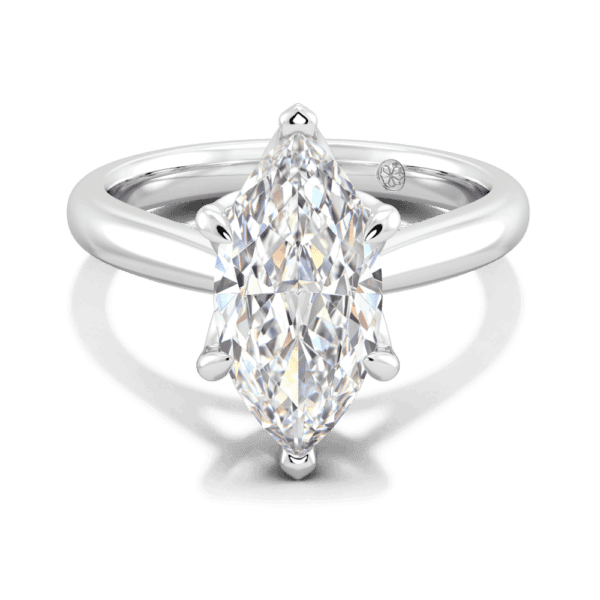Monet Marquise 14X7 Front White Gold Lab Grown Diamond 6 Prong Petal Basket Accented Bridge Engagement Ring